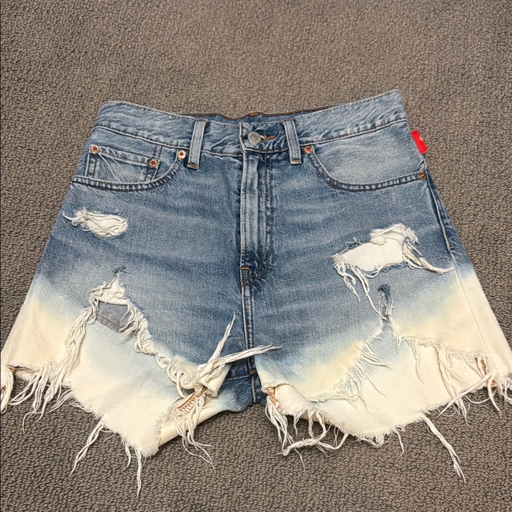 Distressed Blue Denim Shorts